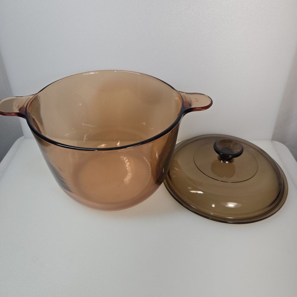 VTG Corning Visions 3.5L Amber Glass Dutch Oven Stock Pot with Lid France - Picture 3 of 8